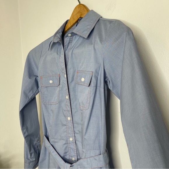 PENDLETON Blue Gingham Shirt Dress Cotton Belted Long Sleeve Western Size 4 NWT - Picture 14 of 15